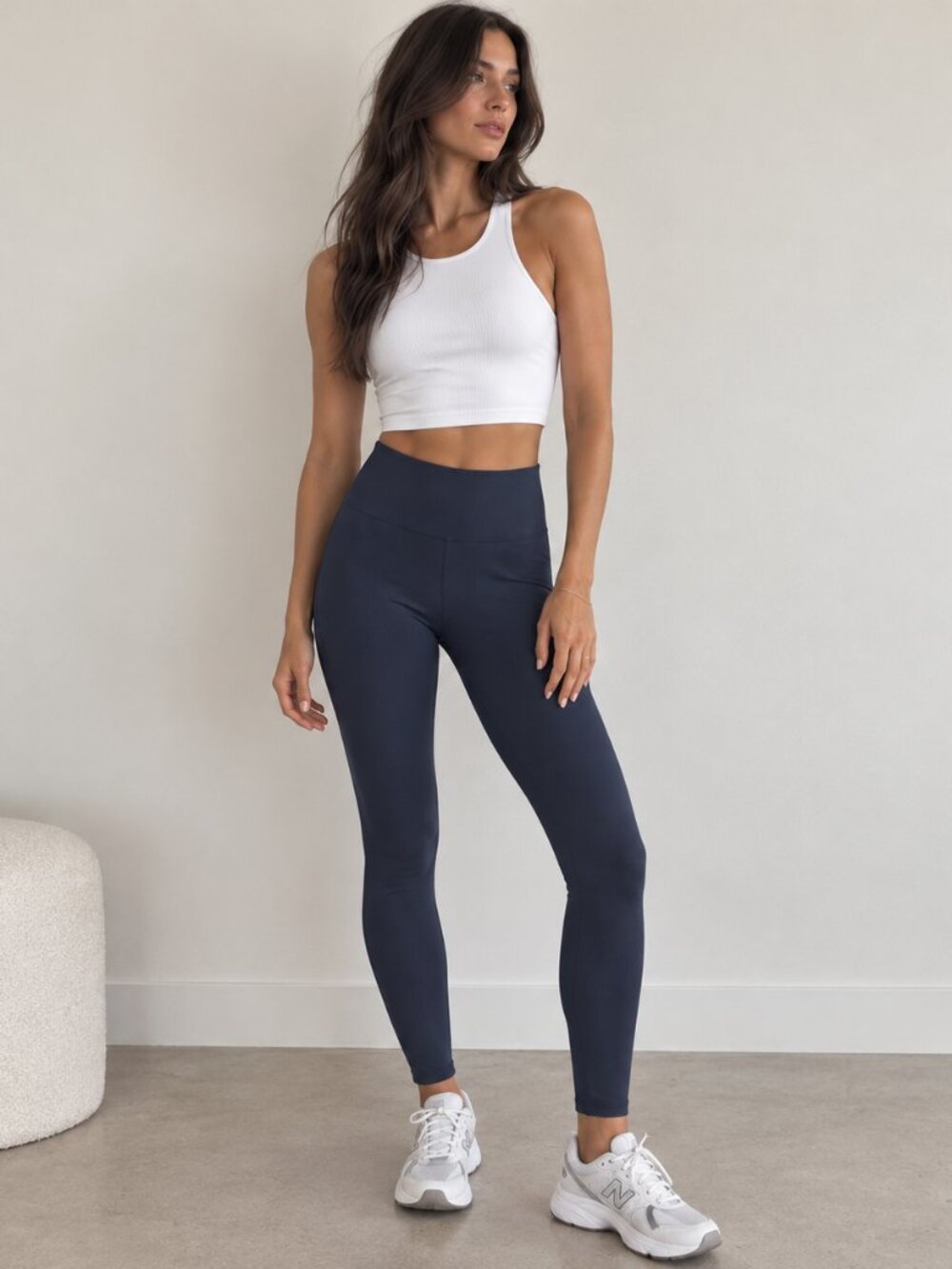WILO The Label Navy High-Waisted Ribbed Leggings – Size M